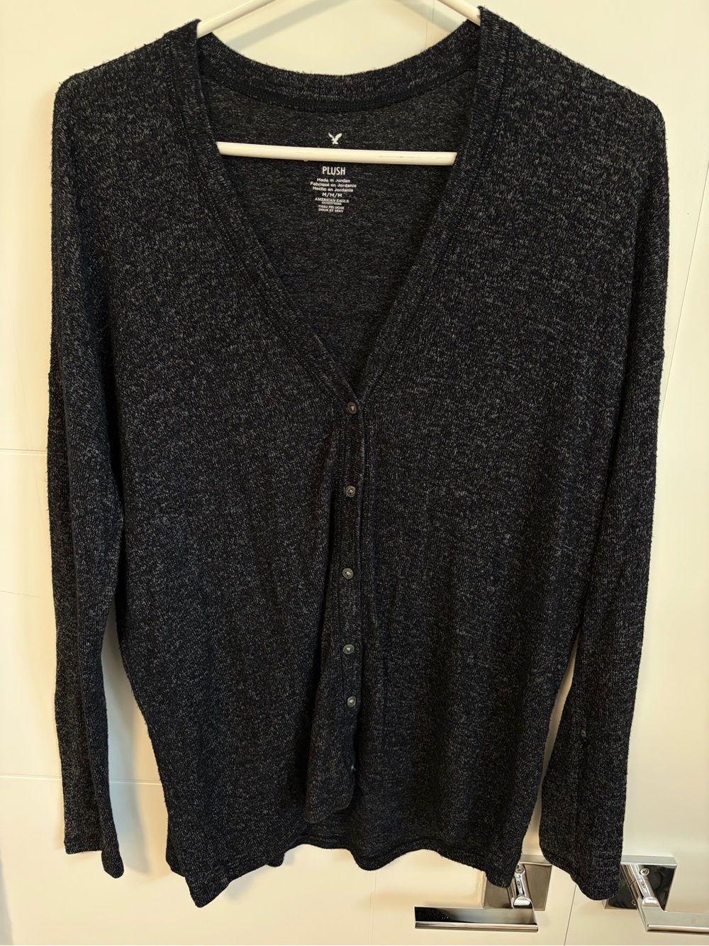 American Eagle Outfitters Charcoal Button-Front Cardigan Soft & Sexy Plush